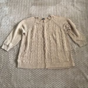 Loft 3/4 Length Sleeve Tan Sweater Large